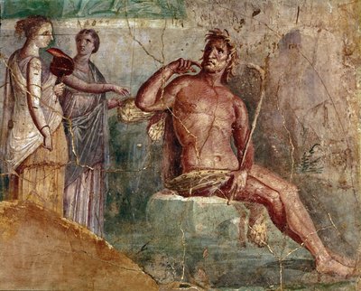 Galatea mit einem Fächer und Polyphemus, aus Pompeji, 60-80 n. Chr. von Roman